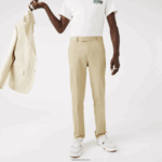 Lacoste מכנסיים קפלים בתערובת כותנה ופשתן DZ4D0D1642 בז' שנות 68 גברים - Image 2