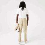 Lacoste מכנסיים קפלים בתערובת כותנה ופשתן DZ4D0D1642 בז' שנות 68 גברים - Image 3