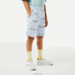 Lacoste מכנסיים קצרים מבד פלנל כותנה אורגנית מודפסת DZ4D0D3102 כחול בהיר t01 בנים - Image 2