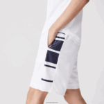 Lacoste מכנסיים קצרים עם רצועות צד מודפסות DZ4D0D1596 כחול כהה לבן 522 גברים - Image 4