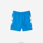 Lacoste מכנסיים קצרים עם רצועות צד מודפסות DZ4D0D1595 כחול לבן 8 פיקסלים גברים - Image 5