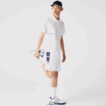 Lacoste מכנסיים קצרים עם רצועות צד מודפסות DZ4D0D1596 כחול כהה לבן 522 גברים - Image 6