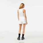 Lacoste מכנסיים קצרים פשוטים DZ4D0D2445 לבן 001 נשים - Image 3