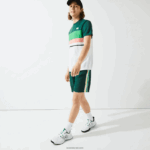 Lacoste מכנסיים קצרים קלים עם רצועות ניגודיות DZ4D0D1362 ירוק צהוב לבן 117 גברים - Image 2