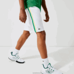 Lacoste מכנסיים קצרים קלים עם רצועות ניגודיות DZ4D0D1364 לבן ירוק צהוב לבן b0t גברים - Image 2