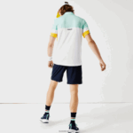 Lacoste מכנסיים קצרים קלים עם רצועות ניגודיות DZ4D0D1363 כחול כהה צהוב לבן apk גברים - Image 3
