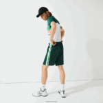 Lacoste מכנסיים קצרים קלים עם רצועות ניגודיות DZ4D0D1362 ירוק צהוב לבן 117 גברים - Image 3