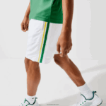 Lacoste מכנסיים קצרים קלים עם רצועות ניגודיות DZ4D0D1364 לבן ירוק צהוב לבן b0t גברים - Image 3