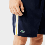 Lacoste מכנסיים קצרים קלים עם רצועות ניגודיות DZ4D0D1363 כחול כהה צהוב לבן apk גברים - Image 4