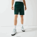 Lacoste מכנסיים קצרים קלים עם רצועות ניגודיות DZ4D0D1362 ירוק צהוב לבן 117 גברים - Image 4