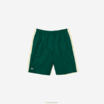 Lacoste מכנסיים קצרים קלים עם רצועות ניגודיות DZ4D0D1362 ירוק צהוב לבן 117 גברים - Image 5