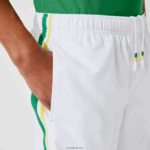 Lacoste מכנסיים קצרים קלים עם רצועות ניגודיות DZ4D0D1364 לבן ירוק צהוב לבן b0t גברים - Image 5