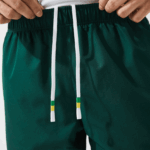 Lacoste מכנסיים קצרים קלים עם רצועות ניגודיות DZ4D0D1362 ירוק צהוב לבן 117 גברים - Image 6