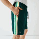 Lacoste מכנסיים קצרים קלים עם רצועות ניגודיות DZ4D0D1362 ירוק צהוב לבן 117 גברים - Image 7