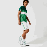 Lacoste מכנסיים קצרים קלים עם רצועות ניגודיות DZ4D0D1364 לבן ירוק צהוב לבן b0t גברים