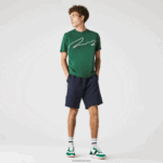 Lacoste מכנסיים קצרים תערובת צמר כותנה ממותגים DZ4D0D1538 כחול כהה 166 גברים - Image 5