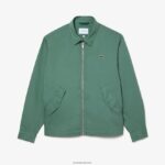 Lacoste מעיל גבארדין מכותנה אורגנית קצרה עם רוכסן DZ4D0D406 ירוק חאקי kx5 גברים