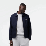 Lacoste מעיל גבארדין מכותנה אורגנית קצרה עם רוכסן DZ4D0D407 כחול כהה 166 גברים