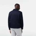 Lacoste מעיל גבארדין מכותנה אורגנית קצרה עם רוכסן DZ4D0D407 כחול כהה 166 גברים - Image 3