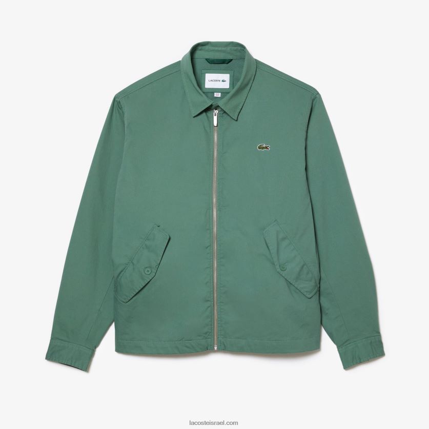 lacoste_d79ed7a2d799d79c_d792d791d790d7a8d793d799d79f_d79ed79bd795d7aad7a0d794_d790d795d7a8d792d7a0d799d7aa_d7a7d7a6d7a8d794.jpg Lacoste מעיל גבארדין מכותנה אורגנית קצרה עם רוכסן DZ4D0D406 ירוק חאקי kx5 גברים - Image 1