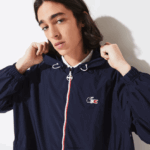 Lacoste מעיל גשם מתקפל במהדורת ספורט צרפתית DZ4D0D1296 חוק כהה כחול לבן אדום גברים - Image 4