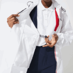 Lacoste מעיל גשם מתקפל במהדורת ספורט צרפתית DZ4D0D2622 לבן נייבי כחול אדום a10 נשים - Image 7