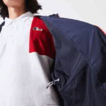 Lacoste מעיל גשם מתקפל במהדורת ספורט צרפתית DZ4D0D1296 חוק כהה כחול לבן אדום גברים - Image 7
