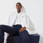Lacoste מעיל גשם מתקפל במהדורת ספורט צרפתית DZ4D0D2622 לבן נייבי כחול אדום a10 נשים