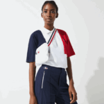 Lacoste מעיל גשם מתקפל במהדורת ספורט צרפתית DZ4D0D2622 לבן נייבי כחול אדום a10 נשים - Image 9
