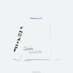 Lacoste מעיל דוחה מים ברדס נשלף DZ4D0D3240 לבן כחול שחור 9cw ילדים - Image 6