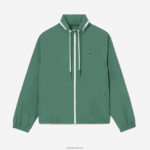 Lacoste מעיל דוחה מים ברדס נשלף DZ4D0D390 ירוק חאקי kx5 גברים - Image 4