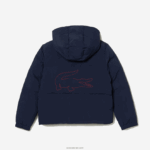Lacoste מעיל טפטה עם ברדס רקמת תנין DZ4D0D3221 כחול כהה אדום 7pe ילדים - Image 6
