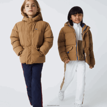 Lacoste מעיל טפטה עם ברדס רקמת תנין DZ4D0D3222 חום כחול 9fg ילדים