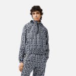 Lacoste מעיל טרנינג עם קפוצ'ון גדול מדי DZ4D0D2437 שחור כחול לבן zi8 נשים
