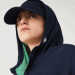 Lacoste מעיל ניילון ספורטיבי קל רוכסן ורשת DZ4D0D2633 כחול כהה ירוק bwy נשים - Image 6