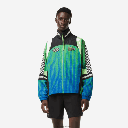 Lacoste מעיל ספורט עם הדפס לוח דמקה DZ4D0D392 ירוק כחול צ'י גברים