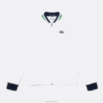 Lacoste מעיל ספורטיבי קל משקל עמיד במים DZ4D0D1321 לבן נייבי כחול לבן ירוק gqe גברים - Image 4