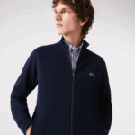 Lacoste מעיל צמר פיקה צווארון סטנד רוכסן DZ4D0D1035 כחול כהה 166 גברים