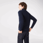 Lacoste מעיל צמר פיקה צווארון סטנד רוכסן DZ4D0D1035 כחול כהה 166 גברים - Image 3