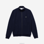 Lacoste מעיל צמר פיקה צווארון סטנד רוכסן DZ4D0D1035 כחול כהה 166 גברים - Image 5