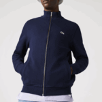 Lacoste מעיל צמר פיקה צווארון סטנד רוכסן DZ4D0D1035 כחול כהה 166 גברים - Image 7