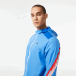 Lacoste מעיל קפוצ'ון פוליאסטר ממוחזר טניס DZ4D0D380 כחול לבן wxi גברים - Image 2