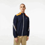 Lacoste מעיל קפוצ'ון פוליאסטר ממוחזר טניס DZ4D0D379 כחול כהה כתום לבן ag4 גברים