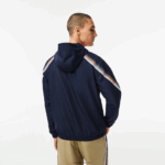 Lacoste מעיל קפוצ'ון פוליאסטר ממוחזר טניס DZ4D0D379 כחול כהה כתום לבן ag4 גברים - Image 3