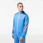 Lacoste מעיל קפוצ'ון פוליאסטר ממוחזר טניס DZ4D0D380 כחול לבן wxi גברים