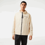Lacoste מעיל קפוצ'ון קצר עם רוכסן DZ4D0D382 לבן שחור aj8 גברים