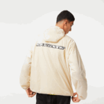 Lacoste מעיל קפוצ'ון קצר עם רוכסן DZ4D0D382 לבן שחור aj8 גברים - Image 3