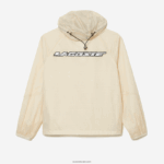Lacoste מעיל קפוצ'ון קצר עם רוכסן DZ4D0D382 לבן שחור aj8 גברים - Image 5