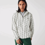 Lacoste מעיל רוח בדוגמת מונוגרמה חיה DZ4D0D1291 לבן ירוק pt2 גברים - Image 2