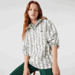 Lacoste מעיל רוח בדוגמת מונוגרמה חיה DZ4D0D1291 לבן ירוק pt2 גברים - Image 7